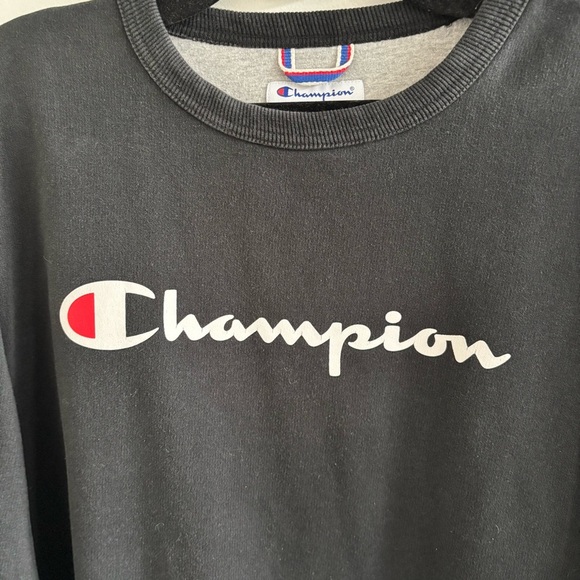 Champion Crewneck Sweatshirt Mens Size Medium Black Pullover Long sleeve - Picture 2 of 7